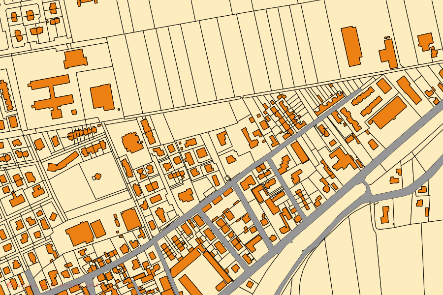 Cadastral map of the centre of Latisana: parcels and buildings, Agenzia delle Entrate cartography