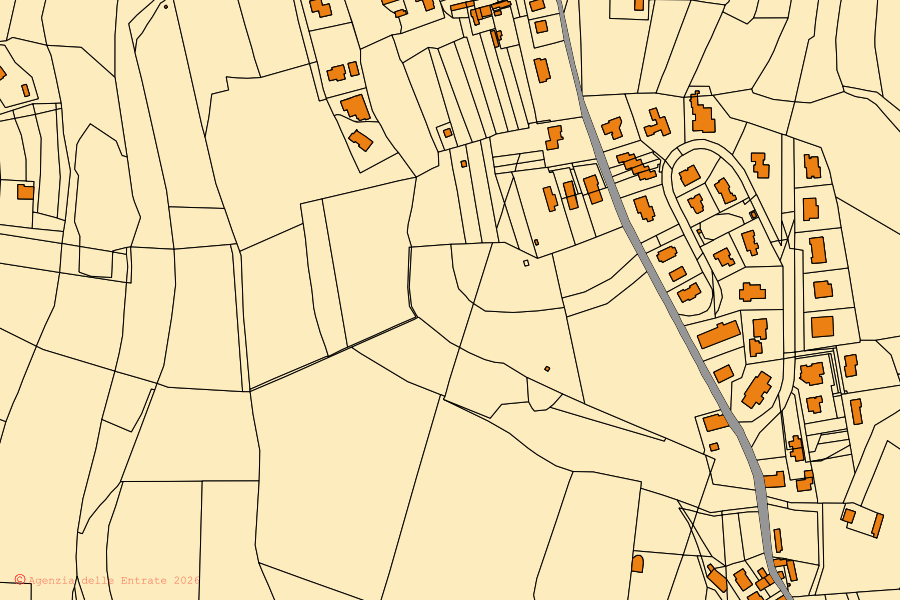 Cadastral map of the centre of Lavagno: parcels and buildings, Agenzia delle Entrate cartography