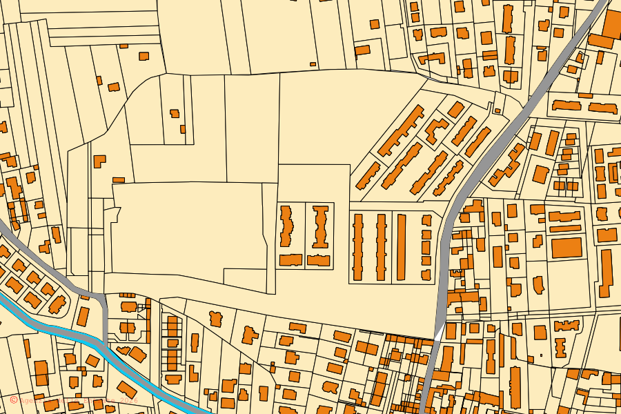 Cadastral map of the centre of Leini: parcels and buildings, Agenzia delle Entrate cartography