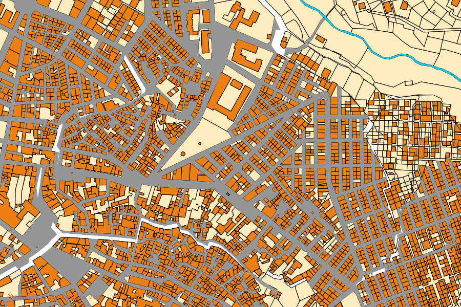 Cadastral map of the centre of Lentini: parcels and buildings, Agenzia delle Entrate cartography
