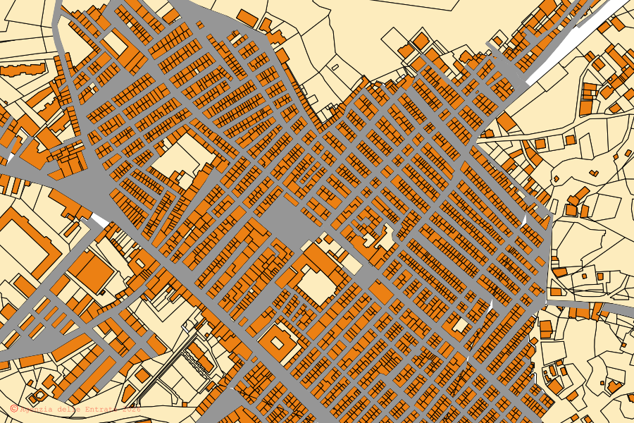 Cadastral map of the centre of Lercara Friddi: parcels and buildings, Agenzia delle Entrate cartography