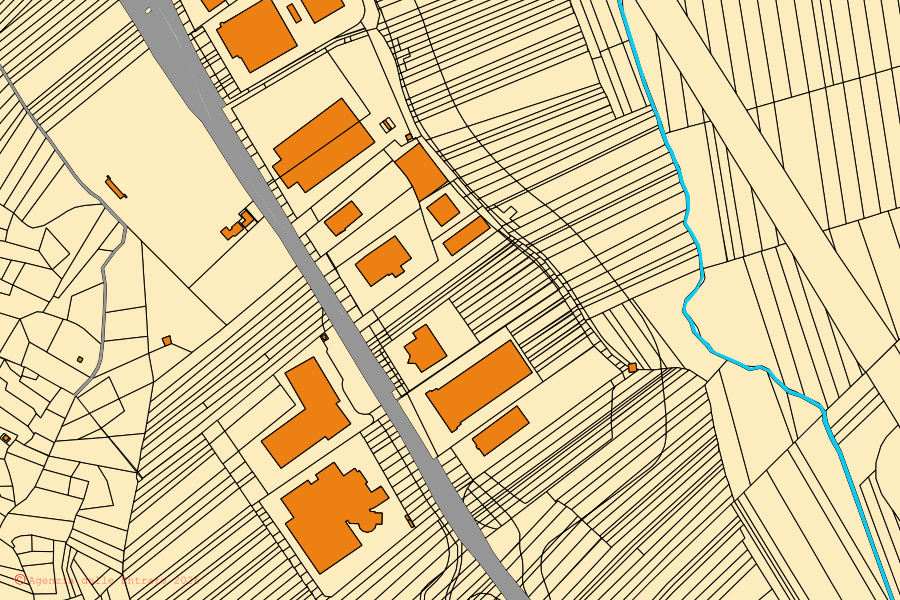 Cadastral map of the centre of Lessolo: parcels and buildings, Agenzia delle Entrate cartography