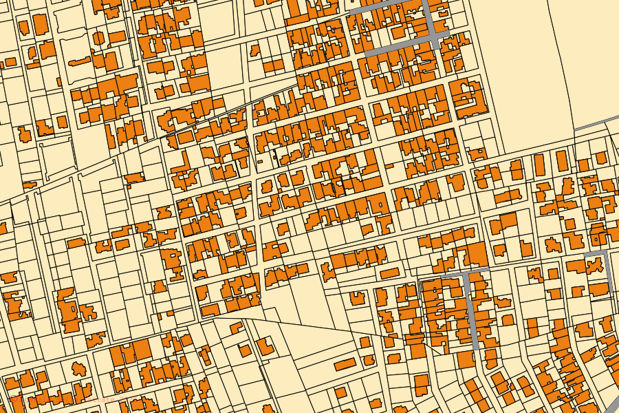 Cadastral map of the centre of Leverano: parcels and buildings, Agenzia delle Entrate cartography