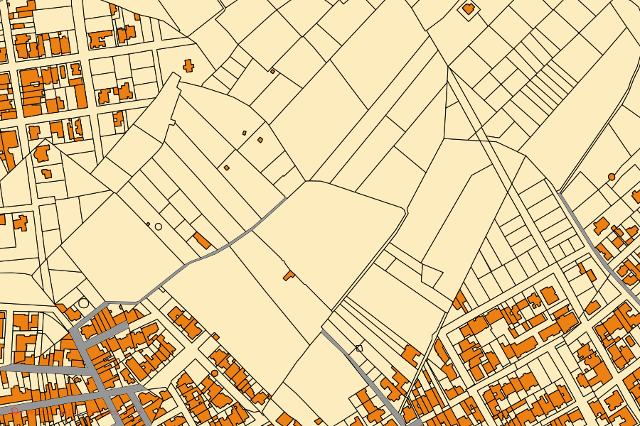 Cadastral map of the centre of Lizzanello: parcels and buildings, Agenzia delle Entrate cartography