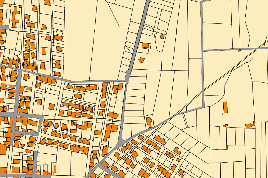 Cadastral map of the centre of Lizzano: parcels and buildings, Agenzia delle Entrate cartography