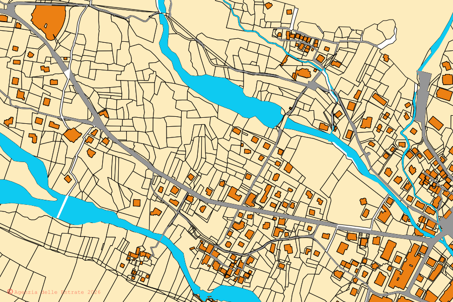 Cadastral map of the centre of Macugnaga: parcels and buildings, Agenzia delle Entrate cartography
