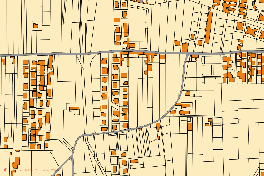 Cadastral map of the centre of Maddaloni: parcels and buildings, Agenzia delle Entrate cartography