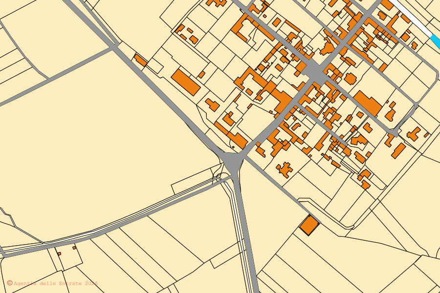 Cadastral map of the centre of Mandello Vitta: parcels and buildings, Agenzia delle Entrate cartography