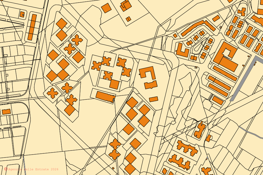 Cadastral map of the centre of Manfredonia: parcels and buildings, Agenzia delle Entrate cartography