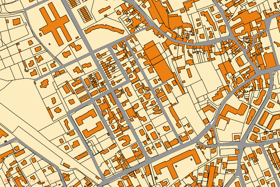 Cadastral map of the centre of Manzano: parcels and buildings, Agenzia delle Entrate cartography