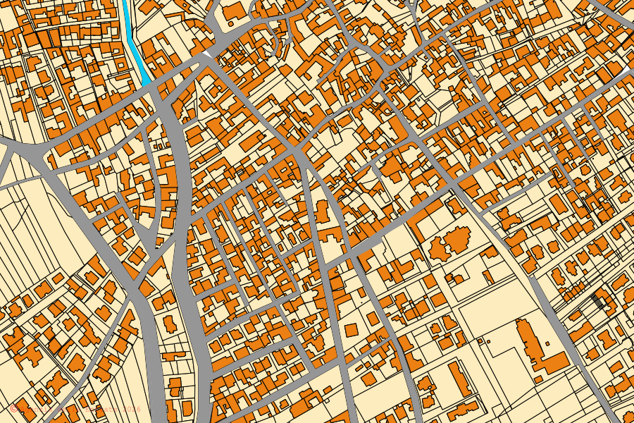 Cadastral map of the centre of Maracalagonis: parcels and buildings, Agenzia delle Entrate cartography