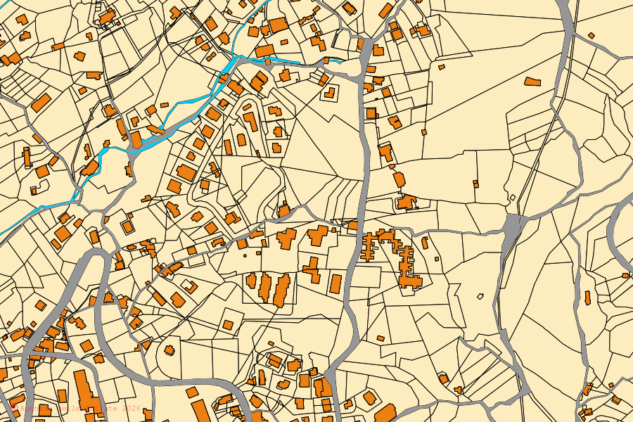 Cadastral map of the centre of Maratea: parcels and buildings, Agenzia delle Entrate cartography