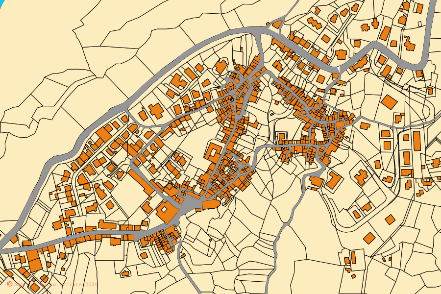 Cadastral map of the centre of Marcellinara: parcels and buildings, Agenzia delle Entrate cartography