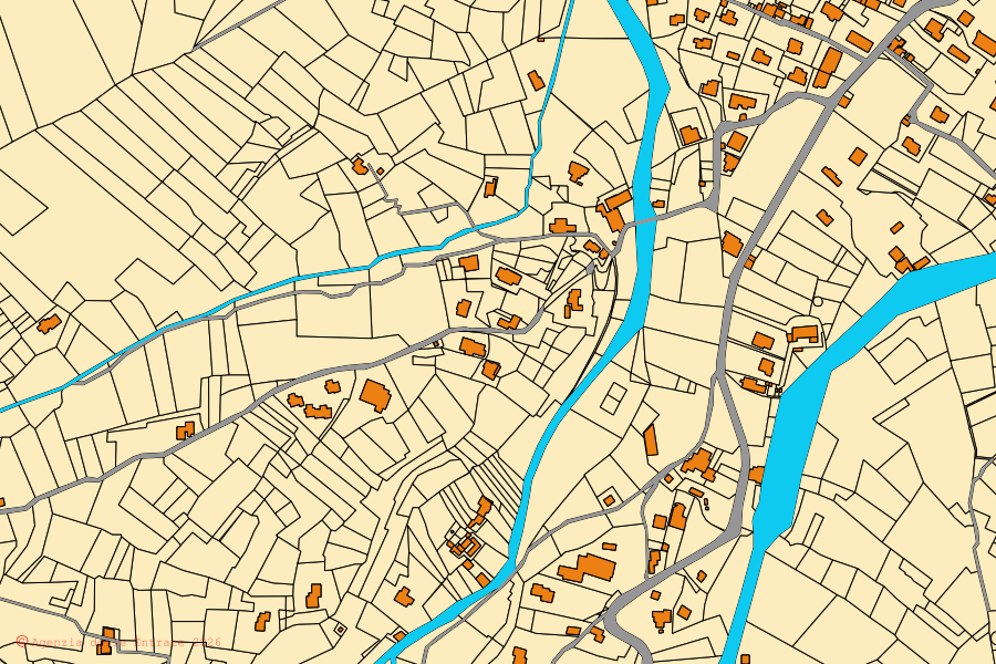 Cadastral map of the centre of Marciana Marina: parcels and buildings, Agenzia delle Entrate cartography