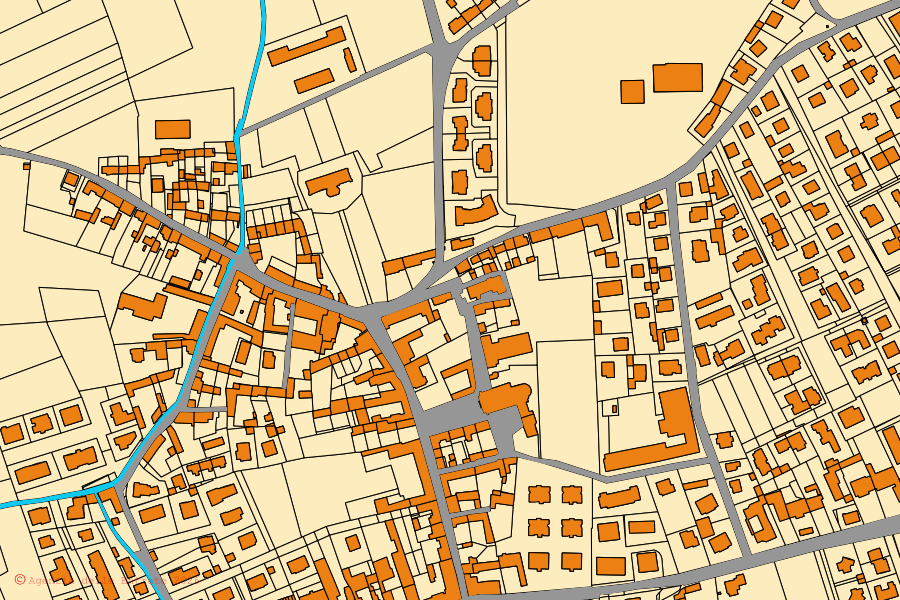Cadastral map of the centre of Marene: parcels and buildings, Agenzia delle Entrate cartography