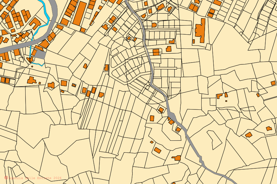 Cadastral map of the centre of Marineo: parcels and buildings, Agenzia delle Entrate cartography