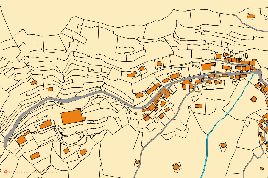 Cadastral map of the centre of Marmentino: parcels and buildings, Agenzia delle Entrate cartography