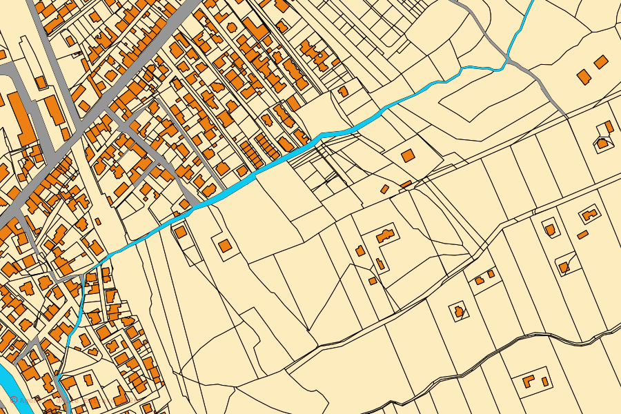 Cadastral map of the centre of Marrubiu: parcels and buildings, Agenzia delle Entrate cartography