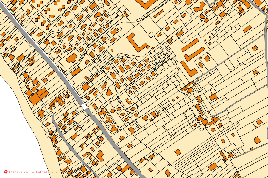 Cadastral map of the centre of Marsala: parcels and buildings, Agenzia delle Entrate cartography
