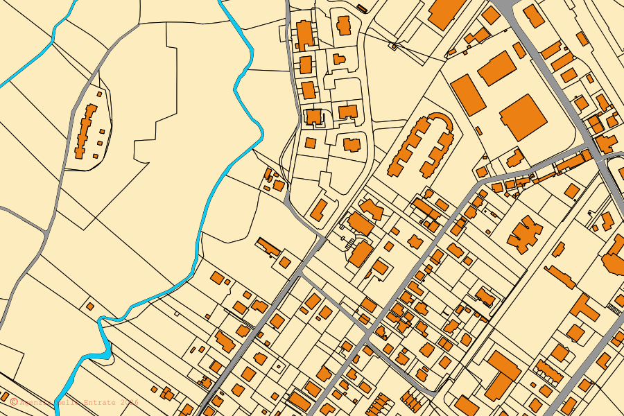 Cadastral map of the centre of Marsciano: parcels and buildings, Agenzia delle Entrate cartography
