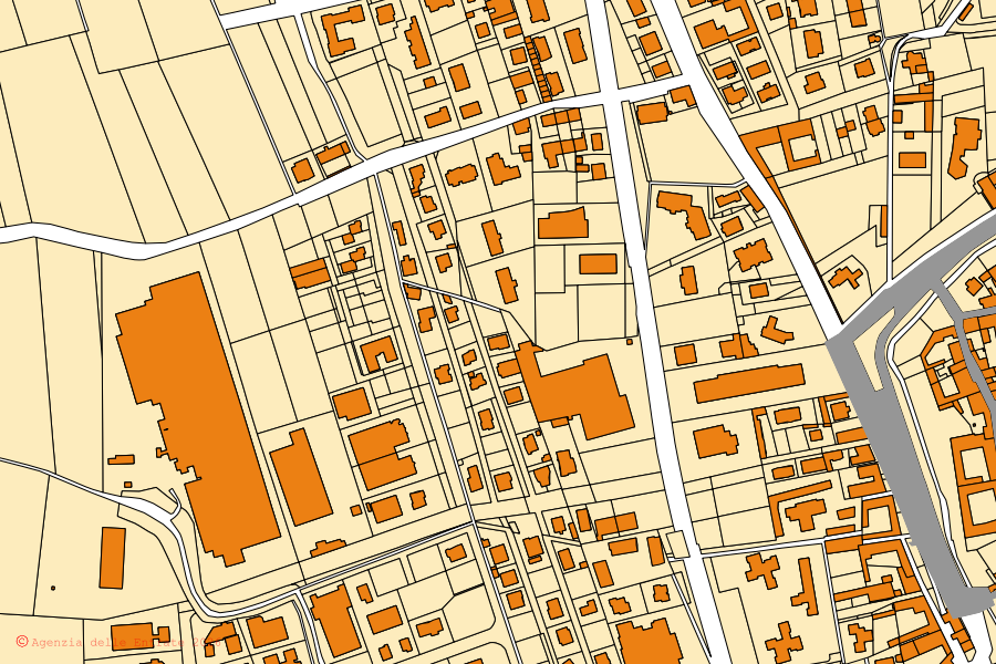 Cadastral map of the centre of Martinengo: parcels and buildings, Agenzia delle Entrate cartography