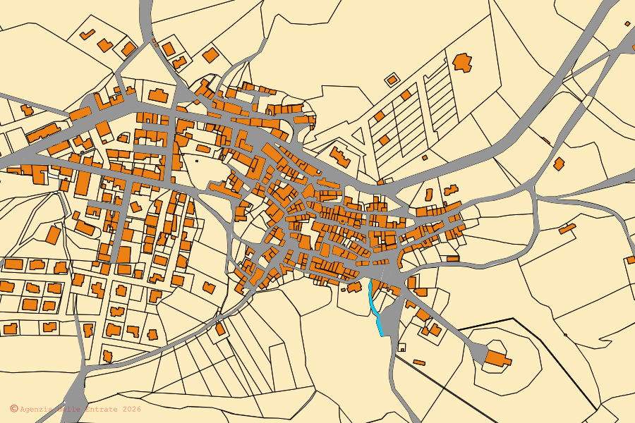 Cadastral map of the centre of Martis: parcels and buildings, Agenzia delle Entrate cartography