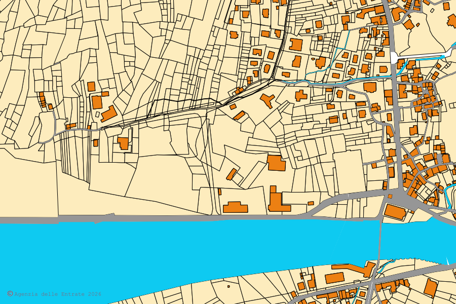 Cadastral map of the centre of Masera: parcels and buildings, Agenzia delle Entrate cartography