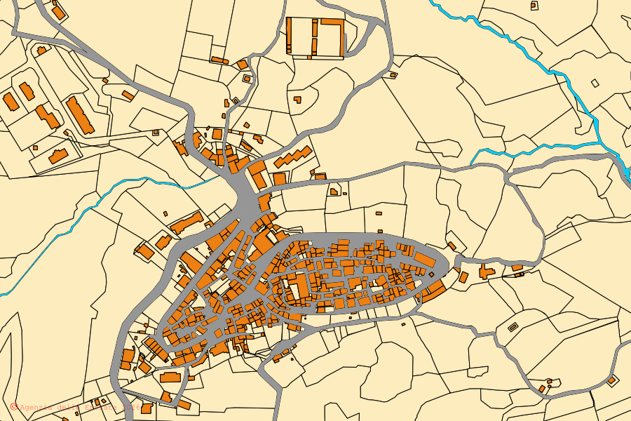 Cadastral map of the centre of Massa Marittima: parcels and buildings, Agenzia delle Entrate cartography