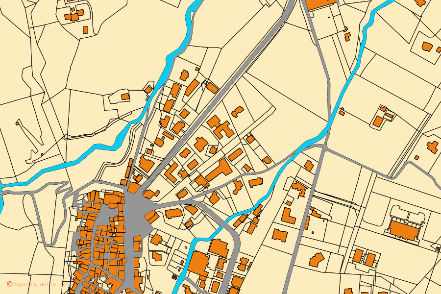 Cadastral map of the centre of Massa Martana: parcels and buildings, Agenzia delle Entrate cartography
