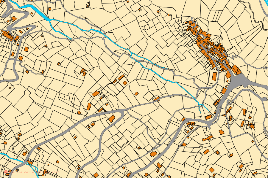 Cadastral map of the centre of Massa: parcels and buildings, Agenzia delle Entrate cartography