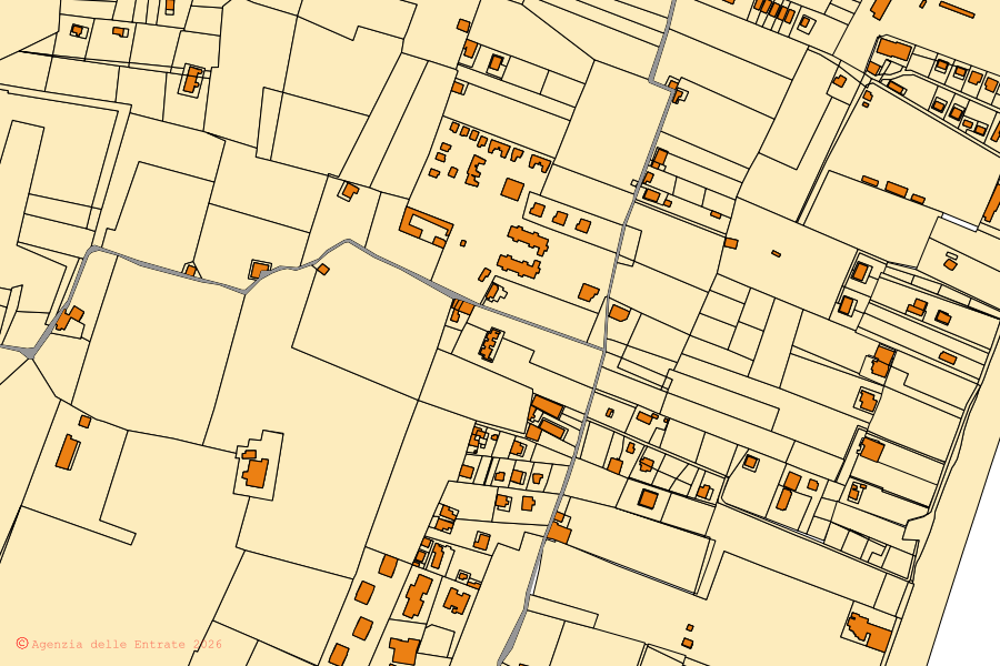 Cadastral map of the centre of Mattinata: parcels and buildings, Agenzia delle Entrate cartography
