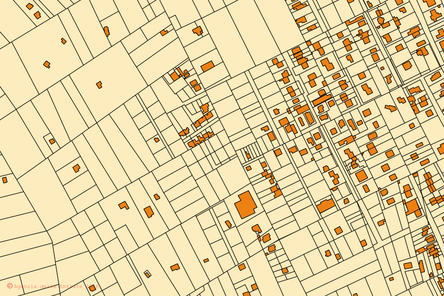 Cadastral map of the centre of Melendugno: parcels and buildings, Agenzia delle Entrate cartography
