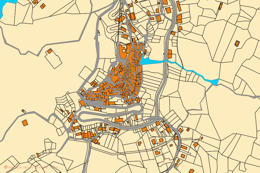 Cadastral map of the centre of Missanello: parcels and buildings, Agenzia delle Entrate cartography
