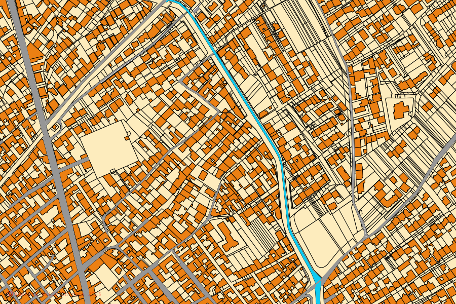 Cadastral map of the centre of Monserrato: parcels and buildings, Agenzia delle Entrate cartography