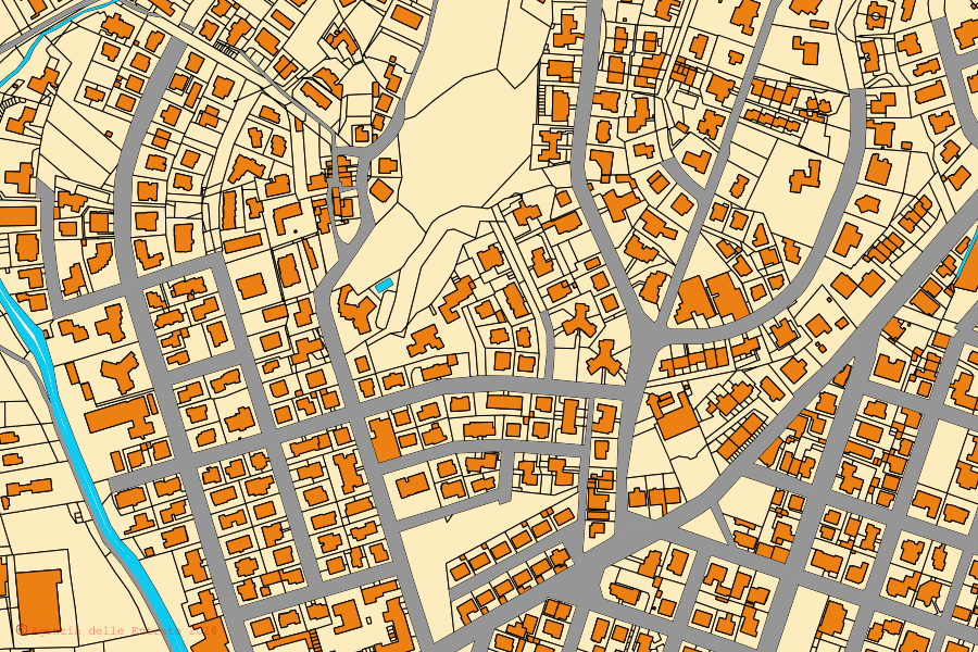 Cadastral map of the centre of Montecatini-Terme: parcels and buildings, Agenzia delle Entrate cartography