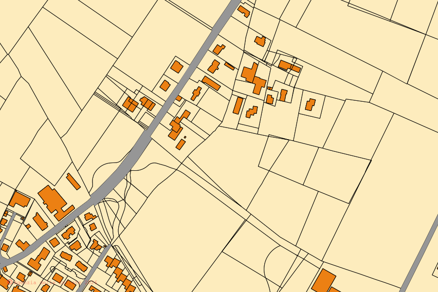 Cadastral map of the centre of Montegalda: parcels and buildings, Agenzia delle Entrate cartography