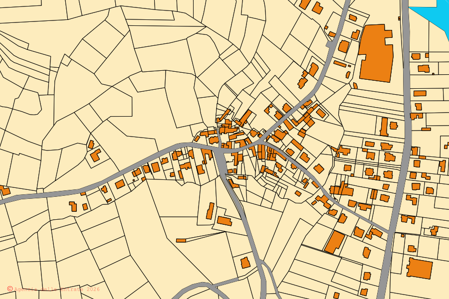 Cadastral map of the centre of Montescano: parcels and buildings, Agenzia delle Entrate cartography
