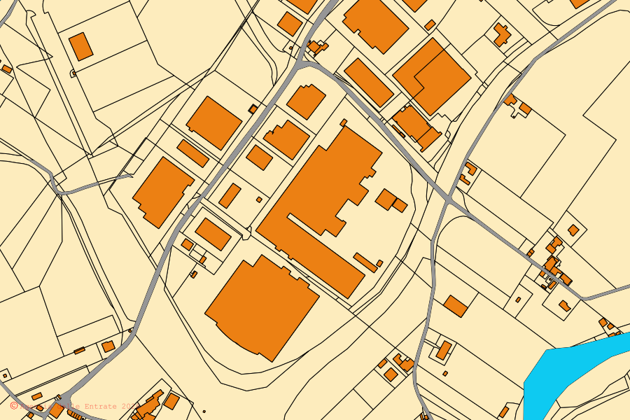 Cadastral map of the centre of Montone: parcels and buildings, Agenzia delle Entrate cartography
