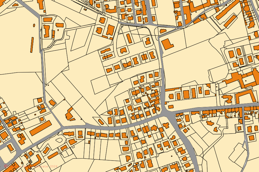 Cadastral map of the centre of Montopoli in Val d'Arno: parcels and buildings, Agenzia delle Entrate cartography