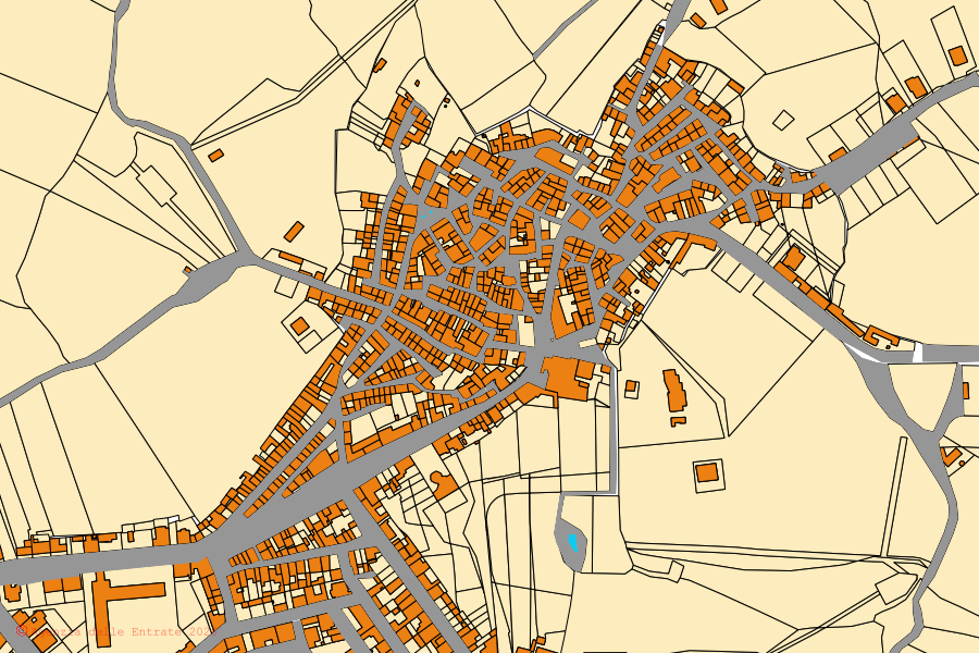 Cadastral map of the centre of Mores: parcels and buildings, Agenzia delle Entrate cartography