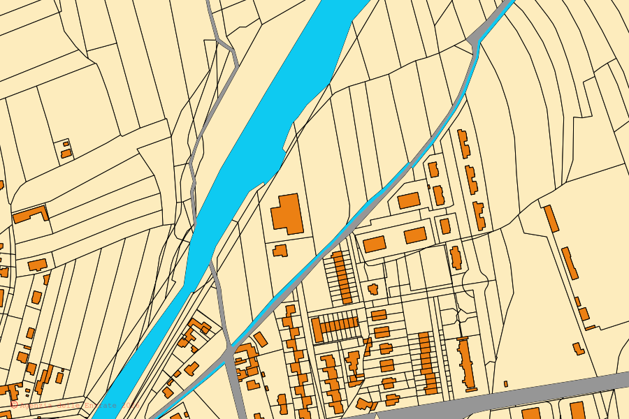 Cadastral map of the centre of Mortegliano: parcels and buildings, Agenzia delle Entrate cartography