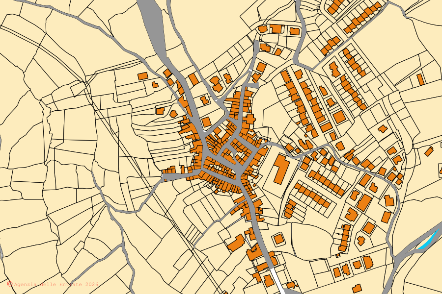 Cadastral map of the centre of Muros: parcels and buildings, Agenzia delle Entrate cartography