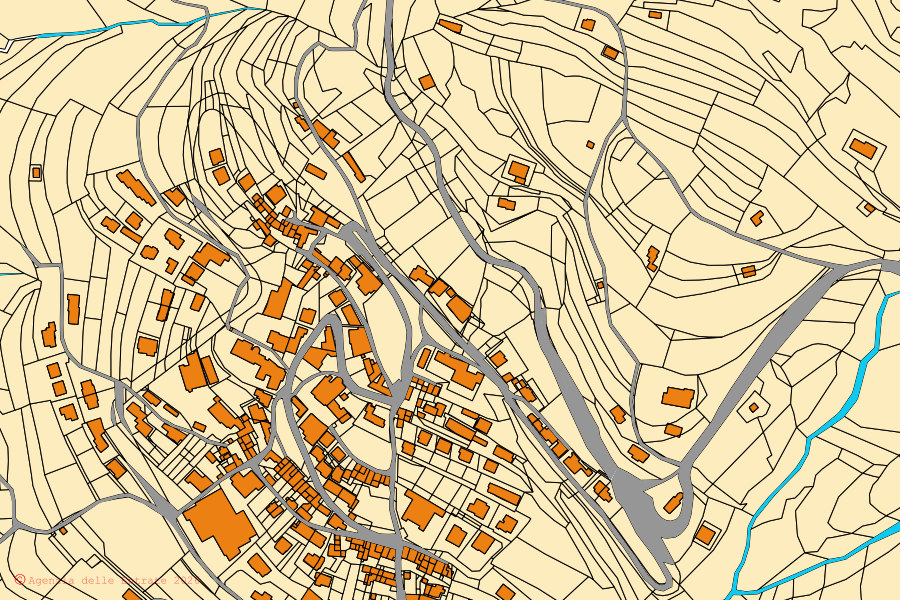 Cadastral map of the centre of Negrar di Valpolicella: parcels and buildings, Agenzia delle Entrate cartography
