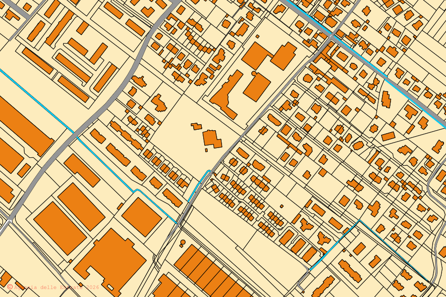 Cadastral map of the centre of Nerviano: parcels and buildings, Agenzia delle Entrate cartography