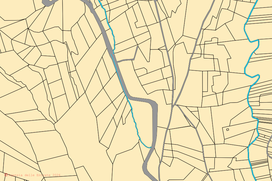 Cadastral map of the centre of Nocera Umbra: parcels and buildings, Agenzia delle Entrate cartography