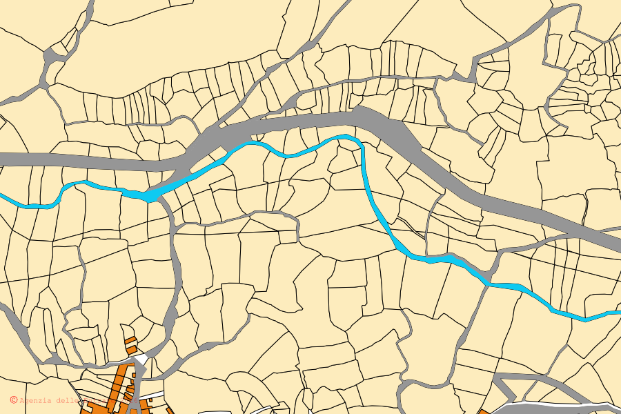 Cadastral map of the centre of Noragugume: parcels and buildings, Agenzia delle Entrate cartography