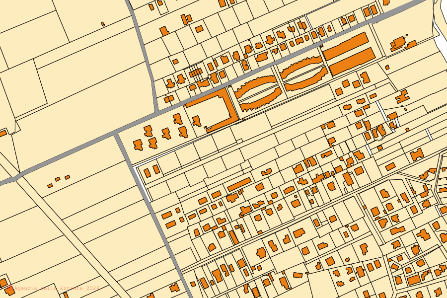 Cadastral map of the centre of Noto: parcels and buildings, Agenzia delle Entrate cartography