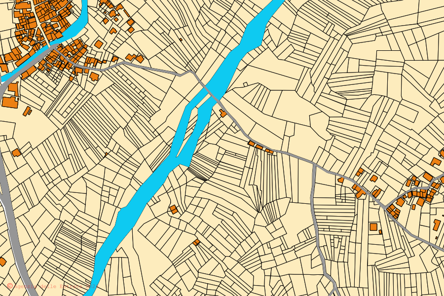 Cadastral map of the centre of Novalesa: parcels and buildings, Agenzia delle Entrate cartography