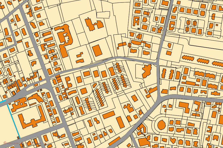 Cadastral map of the centre of Noventa Vicentina: parcels and buildings, Agenzia delle Entrate cartography