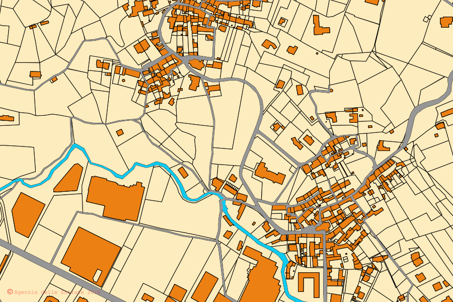Cadastral map of the centre of Occhieppo Superiore: parcels and buildings, Agenzia delle Entrate cartography